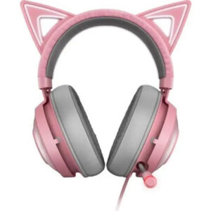Słuchawki przewodowe z mikrofonem Razer Kraken Kitty Edition Quartz Nauszne Różowy + Stojak na słuchawki Genesis Thulium 100 Czarny
